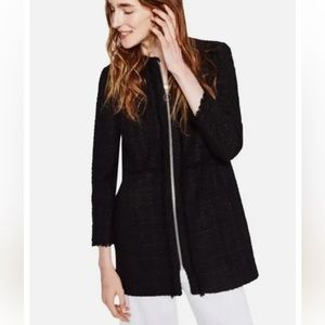 Zara Black Tweed Full Zip Jacket Coat Size Small